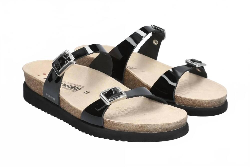 NEW MEPHISTO women's halya sandals in black patent